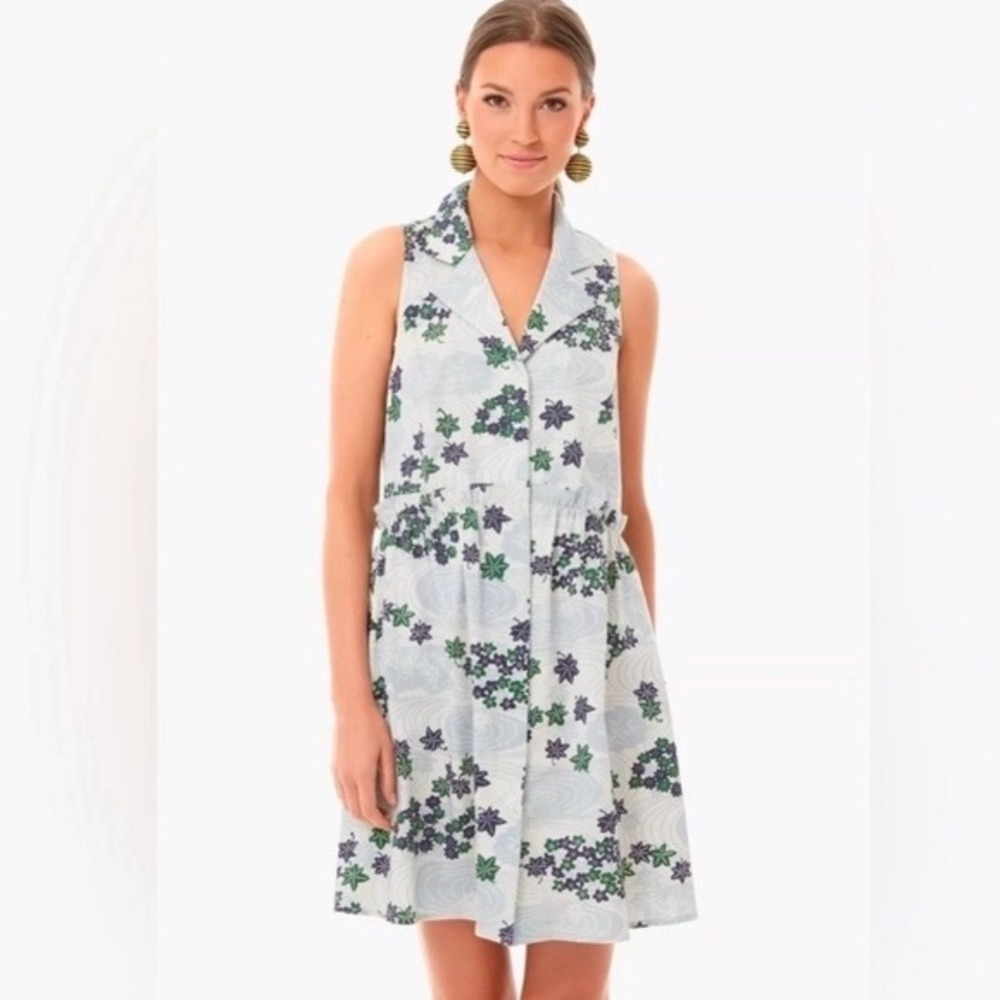 Tuckernuck Royal Provence Breeze Blue Floral Sleeveless Shirt Dress XS NEW